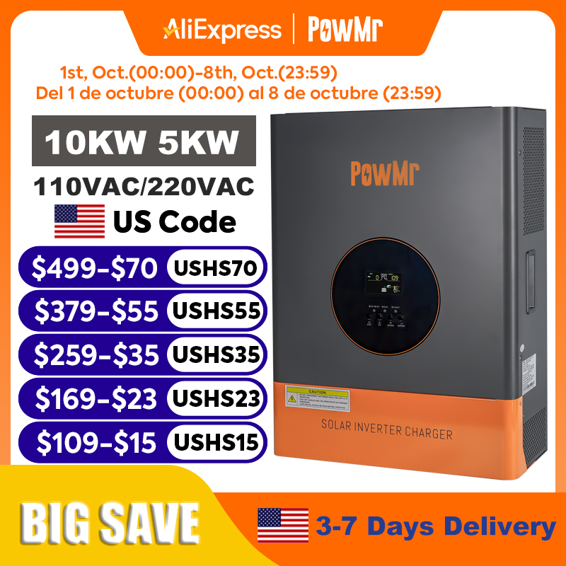 PowMr 10KW 5KW Bölünmüş Fazlı  - Split Phase Inverter 10Kw 110V 220V incelemesi ve fiyatı