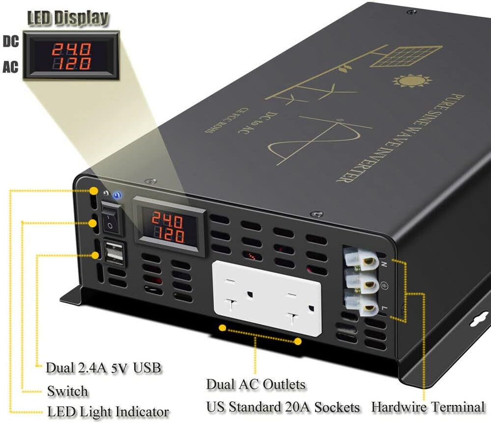 3000W Saf Sinüs Dalgası Güneş  - Inverter Pure Sine Wave 60Hz 120V 3000W incelemesi ve fiyatı